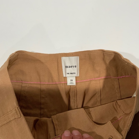 Anthropologie Maeve Colette Linen Crop Wide-Leg Pants Camel Brown 26 - Picture 7 of 12